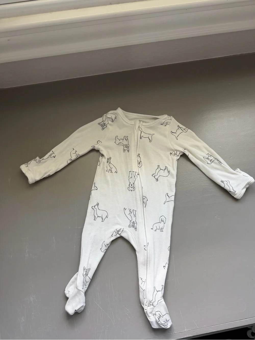cloud island Cream Footed One-Piece with Dog Print